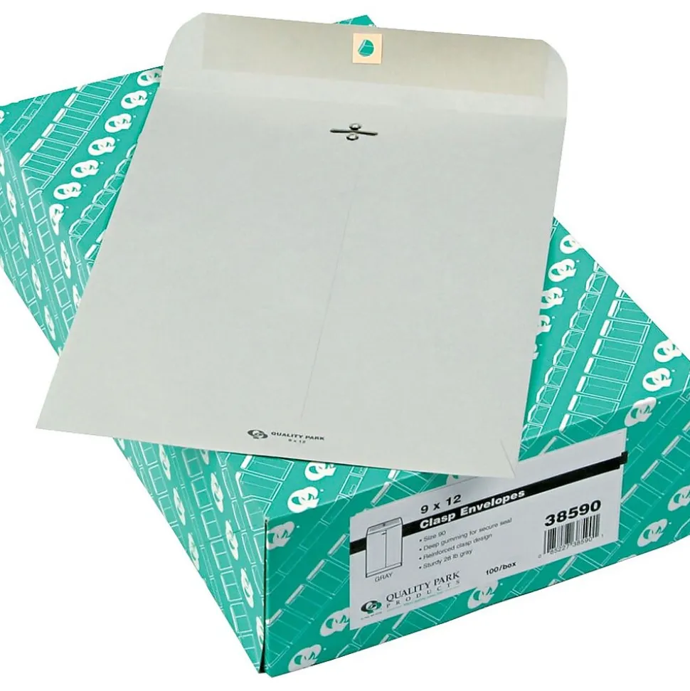 28lb. Clasp Colored Kraft Catalog Envelopes, Grey Kraft, 9x12", 100/Box | Quality Park Sale