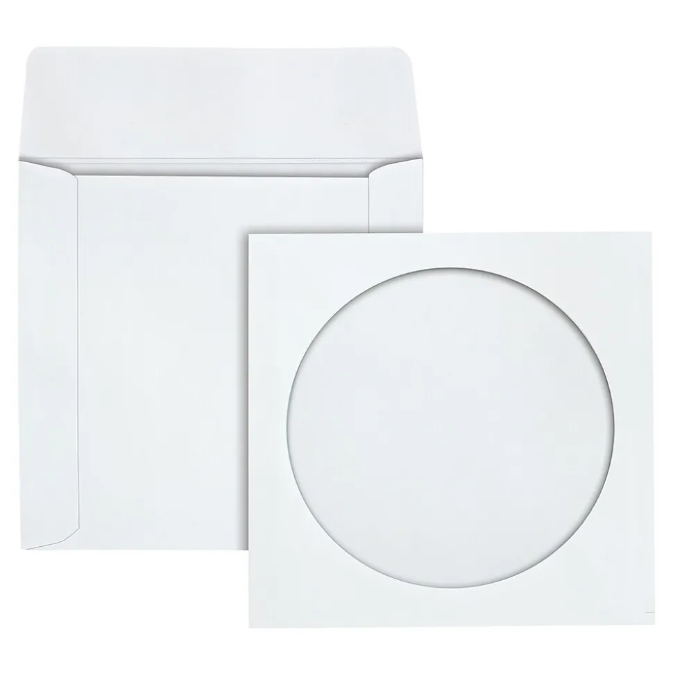 Open End CD/DVD Envelopes, 5" x 5", White Wove, 250/Box (QUA62905) | Quality Park Discount