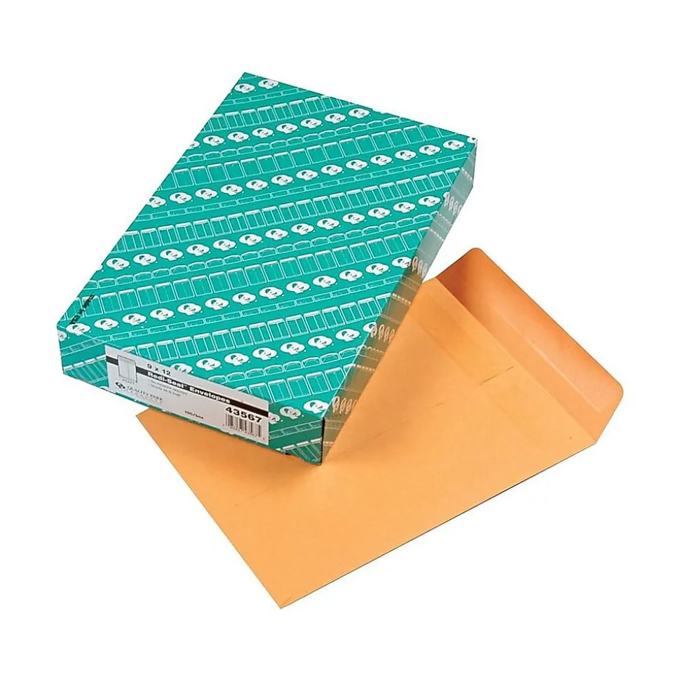Redi-Seal Kraft Catalog Envelopes, 9" x 12", Brown Kraft, 100/Box (QUA43567) | Quality Park Discount