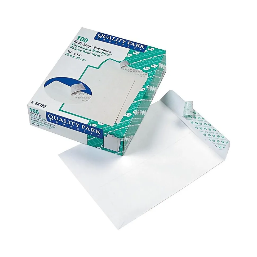 Redi-Strip Catalog Envelopes, 10" x 13", White Wove, 100/Box (QUA44782) | Quality Park Store