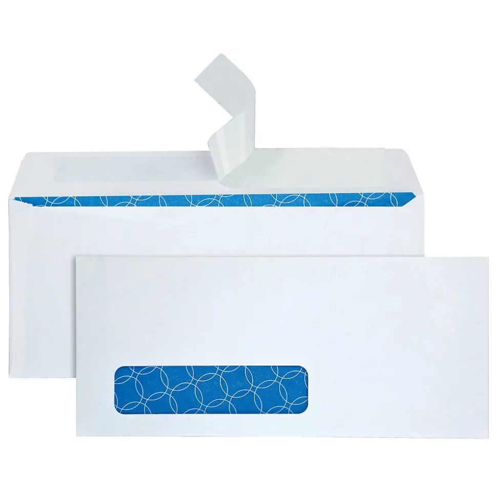 Redi-Strip Security Tinted #10 Business Window Envelopes, 4 1/8" x 9 1/2", White Wove, 500/Box (90119) | Quality Park New