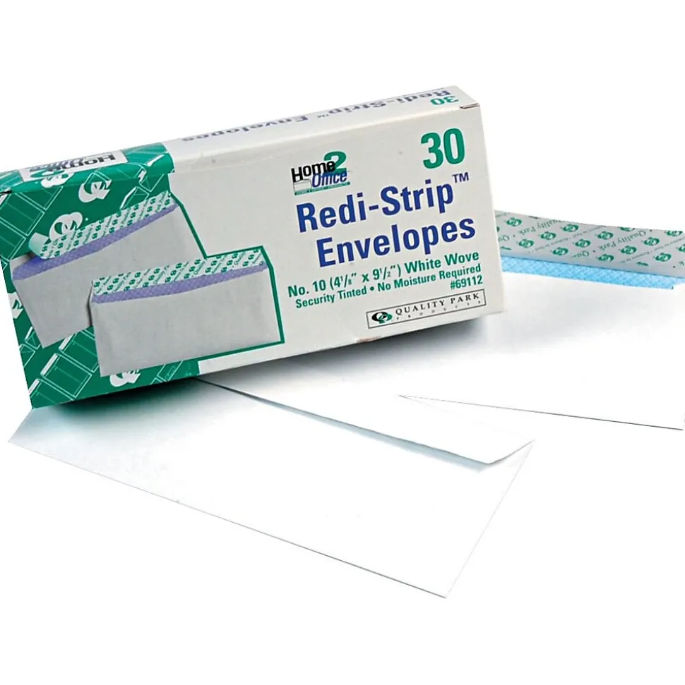 Redi-Strip Security Tinted #10 Envelopes, 4-1/8" x 9-1/2", White, 30/Box (QUA69112) | Quality Park Cheap