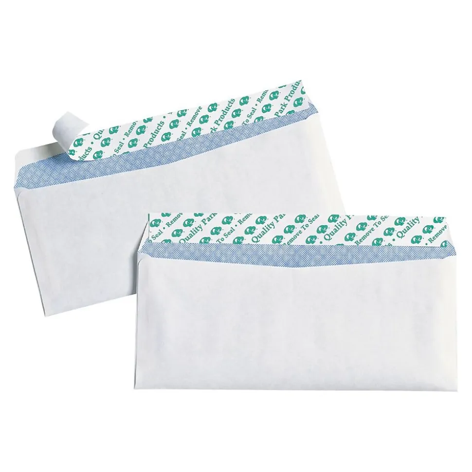 Redi-Strip Security Tinted #10 Envelopes, 4-1/8" x 9-1/2", White, 30/Box (QUA69112) | Quality Park Cheap