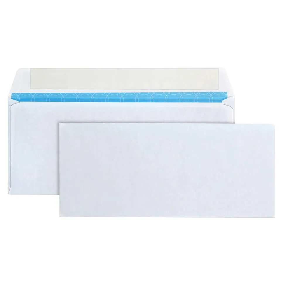 Redi-Strip Security Tinted #10 Treated Business Envelopes, 4 1/8" x 9 1/2", White Wove, 500/Box | Quality Park Outlet