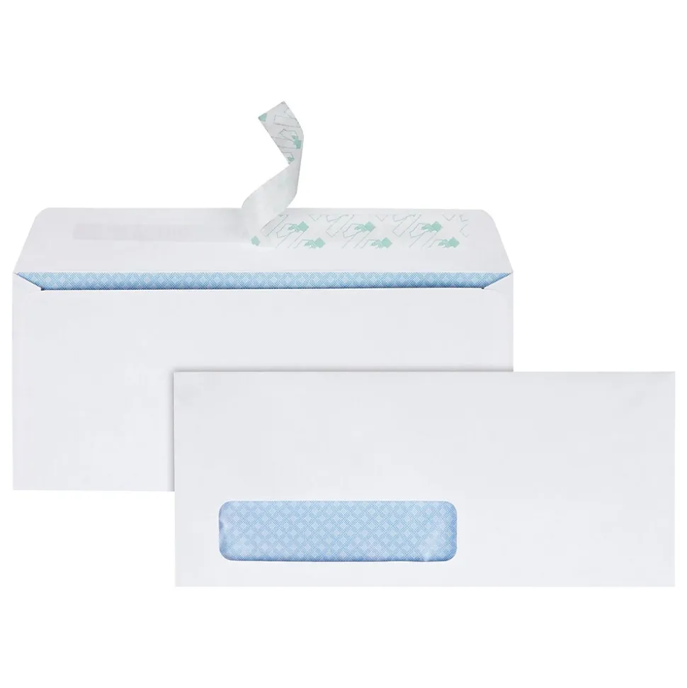 Redi-Strip Self Seal #10 Window Envelope 4 1/8" x 9 1/2", White, 500/Box (QUA69222) | Quality Park Hot