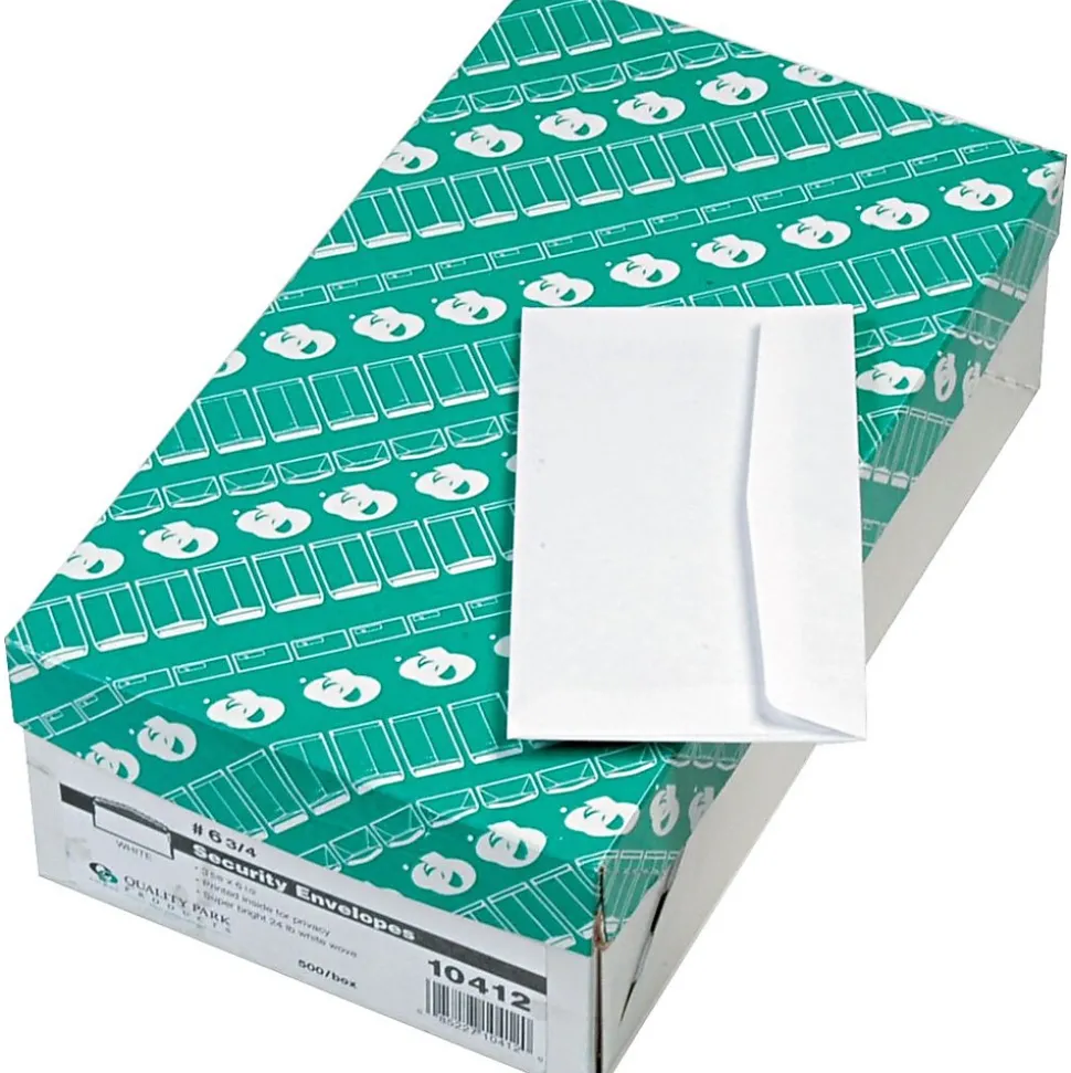 Security #6 Tinted Business Envelopes, 3 5/8" x 6 1/2", White, 500/Bx | Quality Park Online