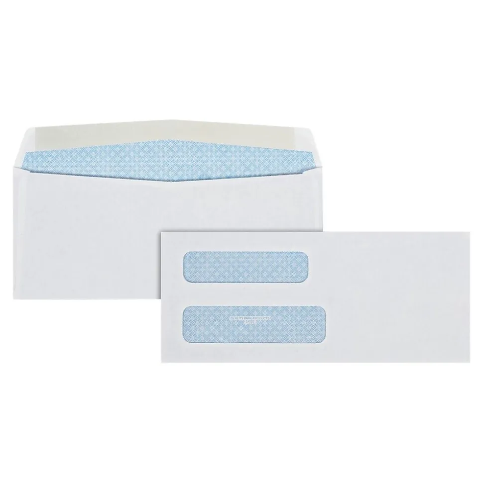 Security Tinted #8 Double Window Envelope 3 5/8" x 8 5/8", White, 500/Box (QUA24532) | Quality Park Discount