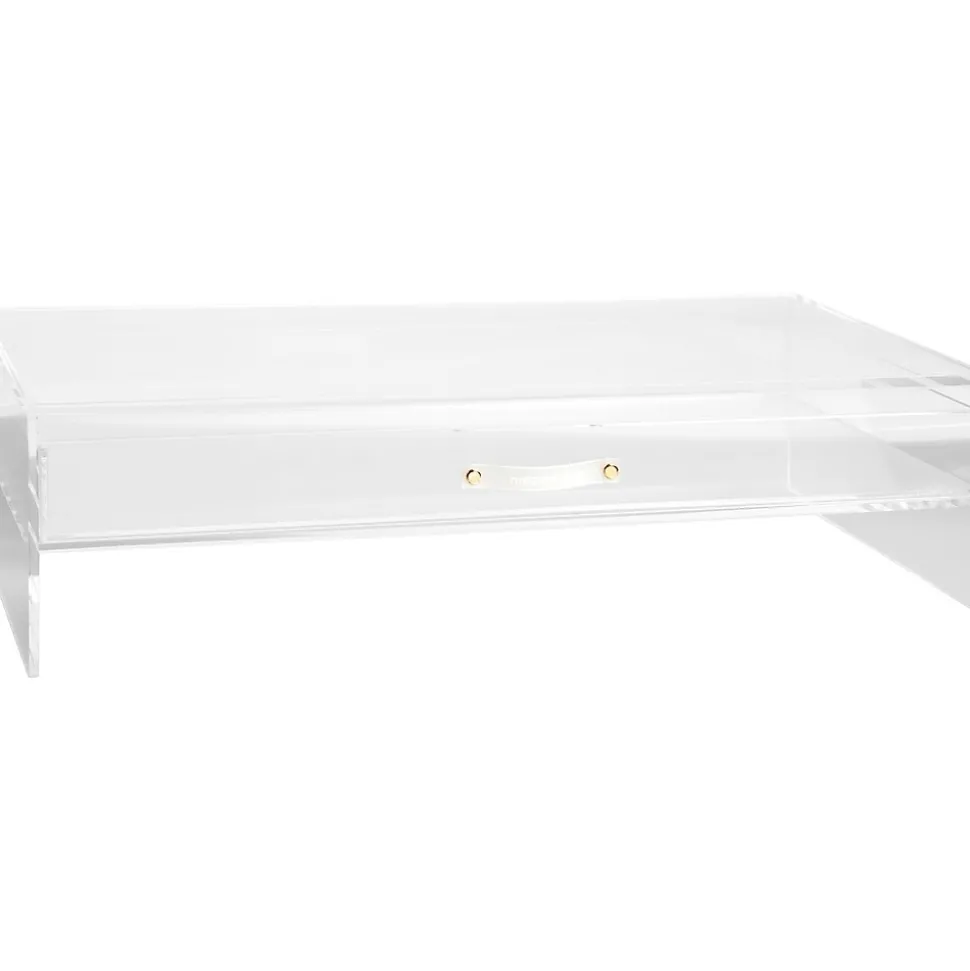 Monitor Stand with Drawer, Clear/Gold (98149) | Russell+Hazel Store