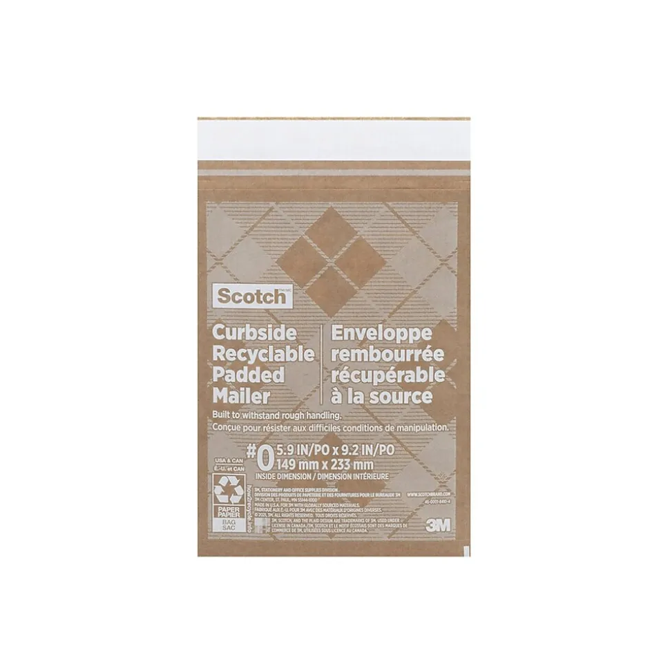 Curbside Recyclable Padded Mailer, 6" x 9", Tan (CR-0-1) | Scotch Clearance