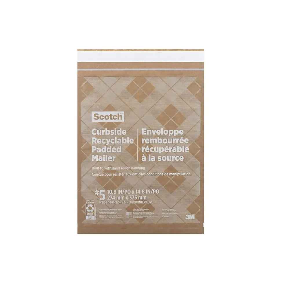 Curbside Recyclable Padded Mailer, 10.5" x 16", Tan (CR-5-1) | Scotch Discount