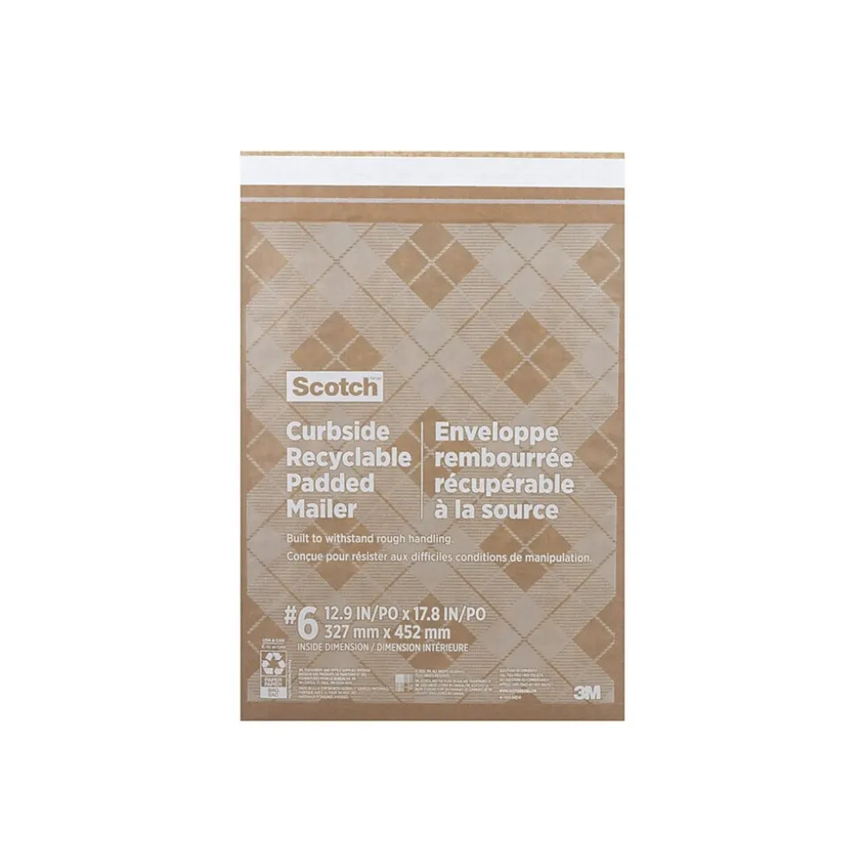 Curbside Recyclable Padded Mailer, 13" x 18", Tan, 1/Pack (CR-6-1) | Scotch Fashion