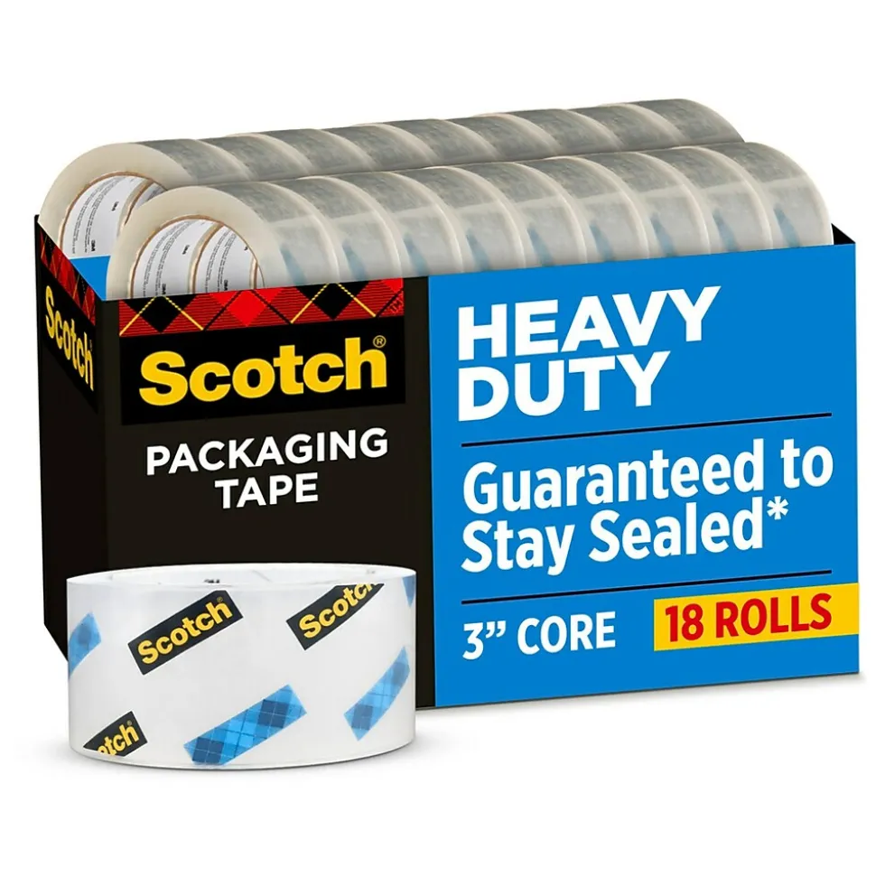Heavy Duty Packing Tape, 1.88" x 54.6 yds., Clear, 18/Pack (385018CP) | Scotch Hot