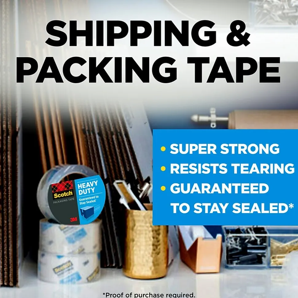 Heavy Duty Packing Tape, 1.88" x 54.6 yds., Clear, 18/Pack (385018CP) | Scotch Hot