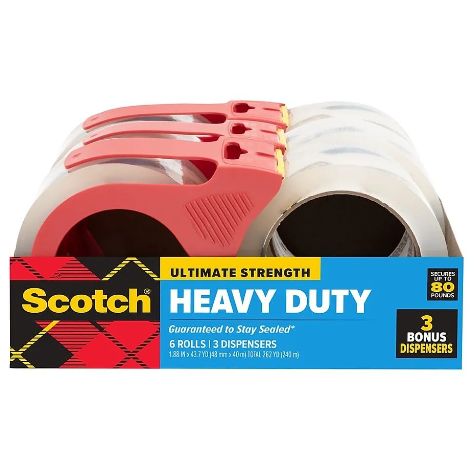 Heavy Duty Packing Tape with Dispenser, 1.88" x 43.7 yds., Clear, 6/Pack (38504063BRD2GC) | Scotch Fashion