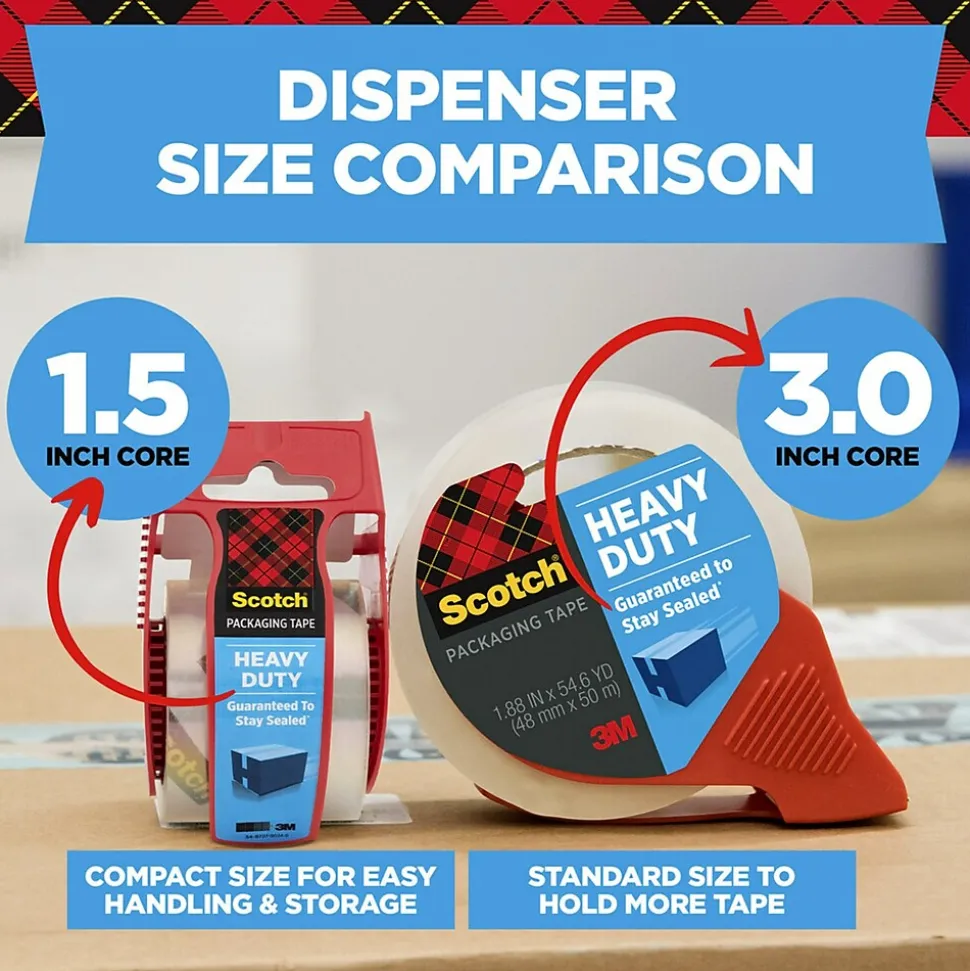 Heavy Duty Packing Tape with Dispenser, 1.88" x 54.6 yds., Clear (3850-2ST) | Scotch Shop