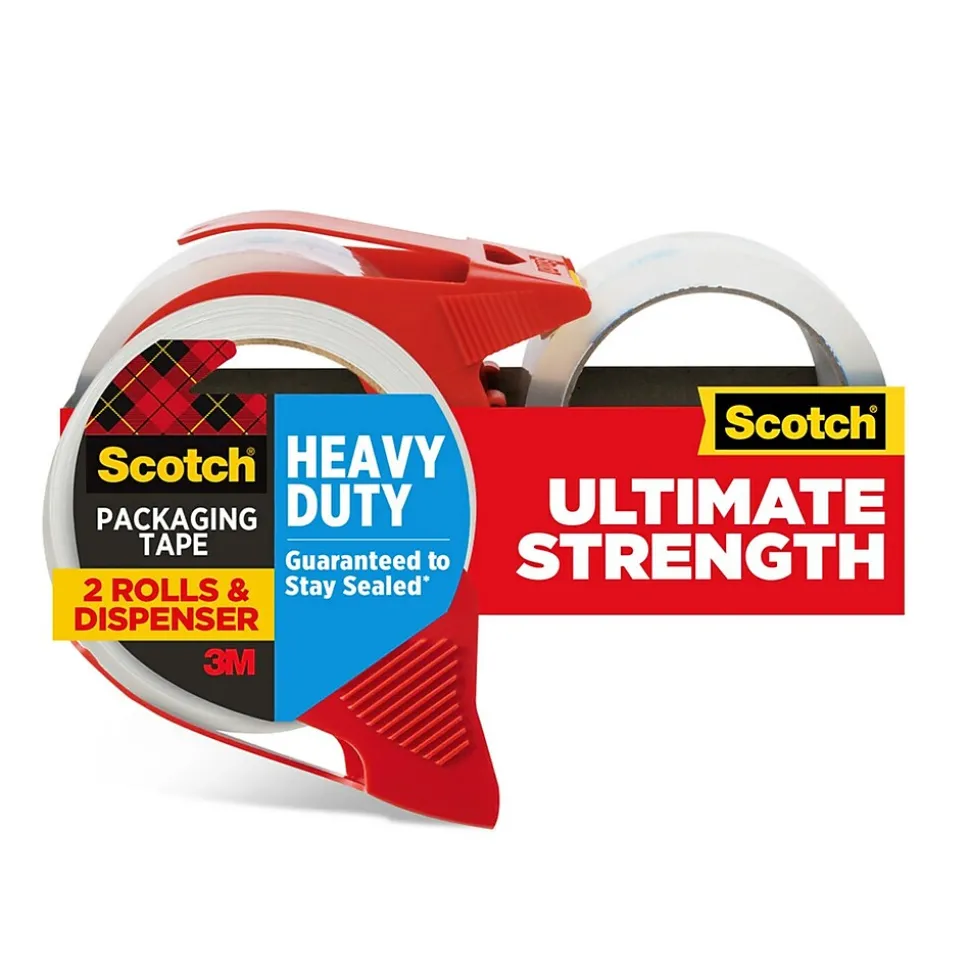 Heavy Duty Shipping Packaging Tape, 1.88 in x 38.2 yds., 2 Pack (3850S-21RD-3GC) | Scotch New