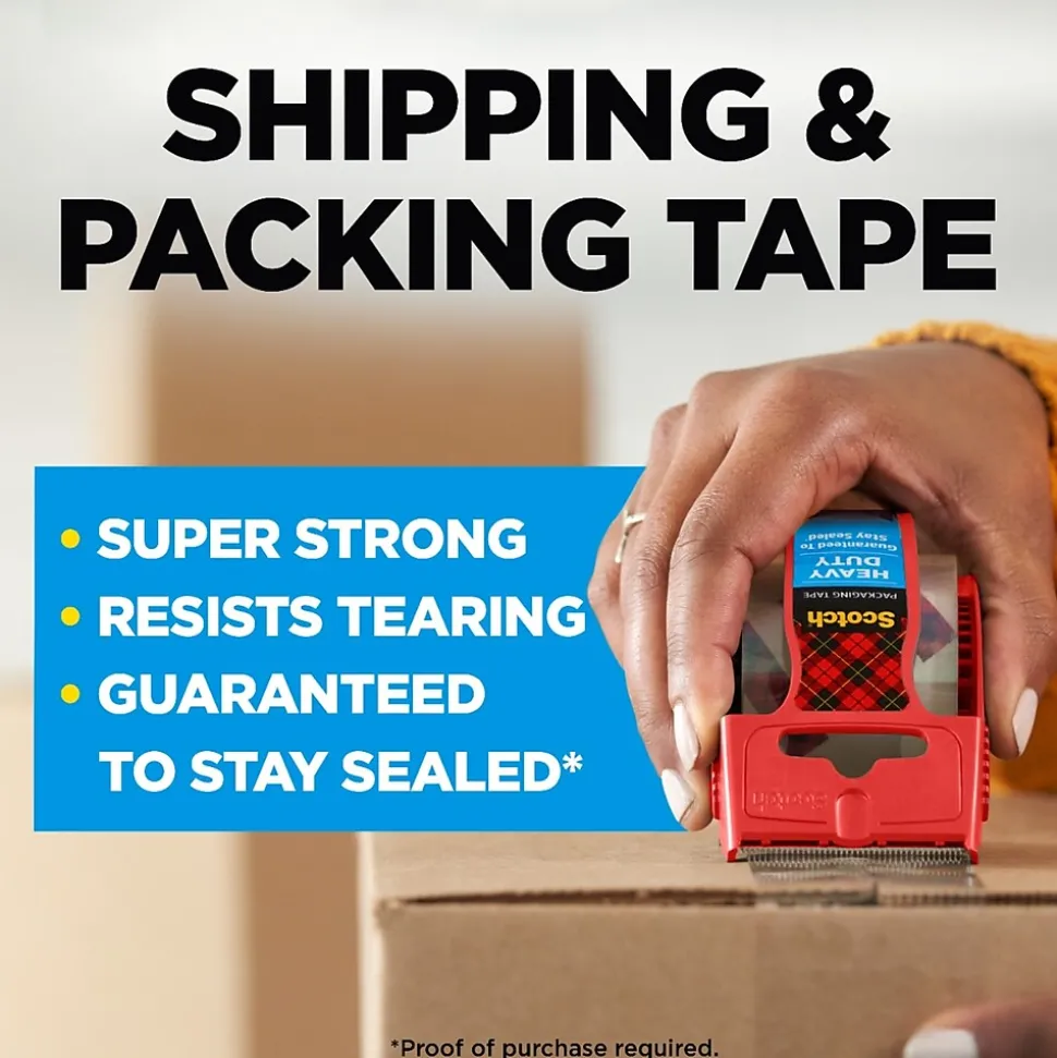 Heavy Duty Shipping Packing Tape with Dispenser, 1.88" x 22 yds., Clear, 6/Pack (142-6) | Scotch New