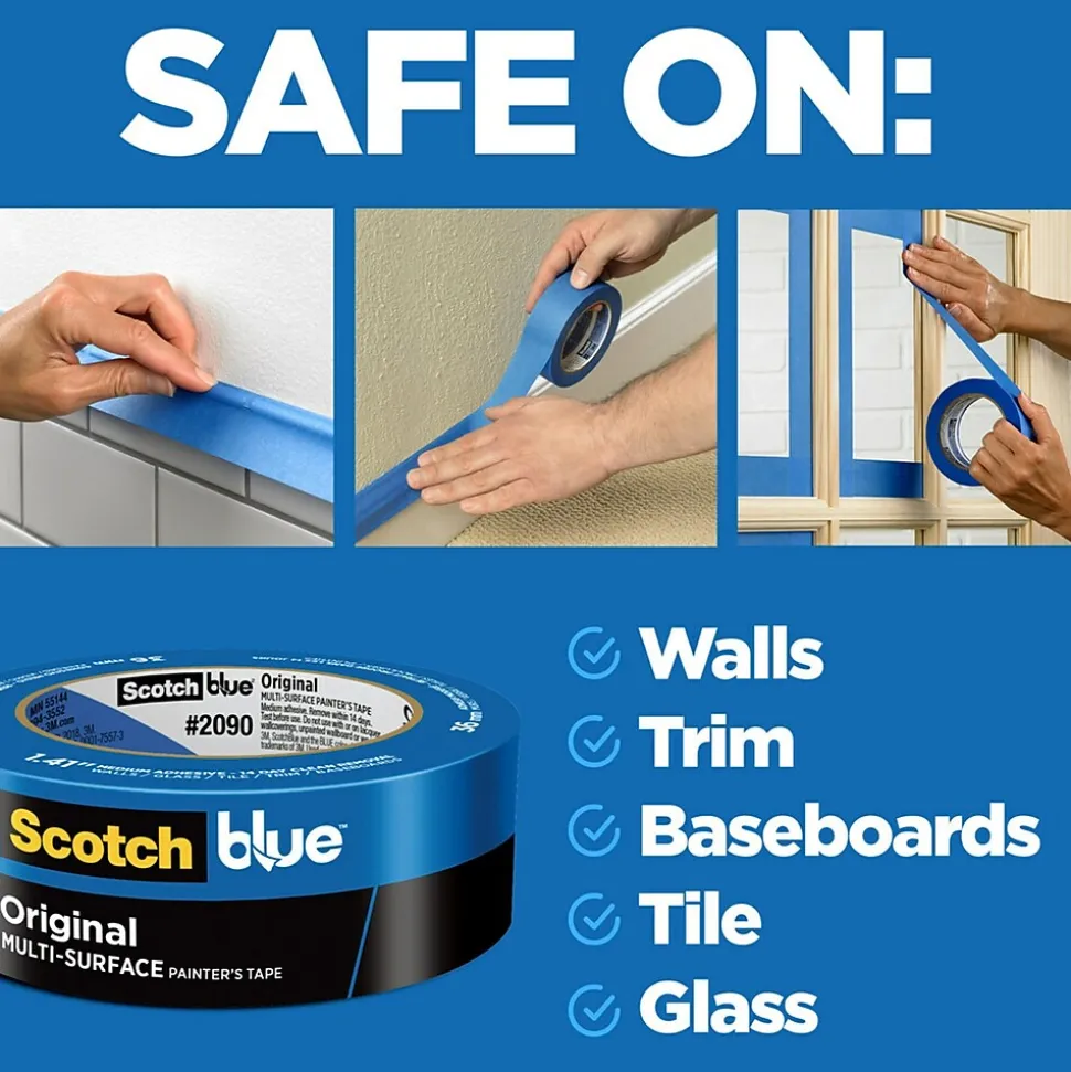 Safe Release Painter's Tape, 2" x 60 yds., Blue, 12 Rolls/Pack (2090-48EC) | Scotch Hot