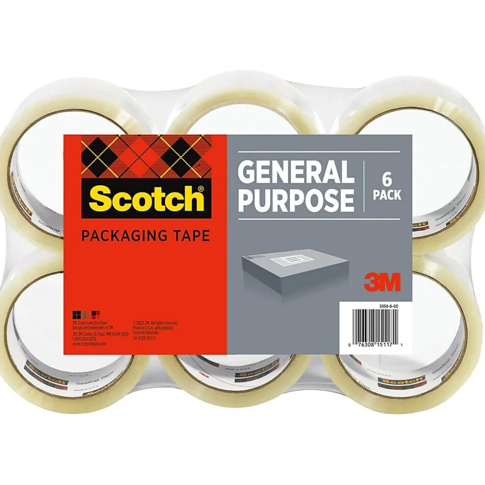 Shipping Packing Tape, 1.88" x 109 yds., Clear, 6 Pack (3350L-6) | Scotch Best