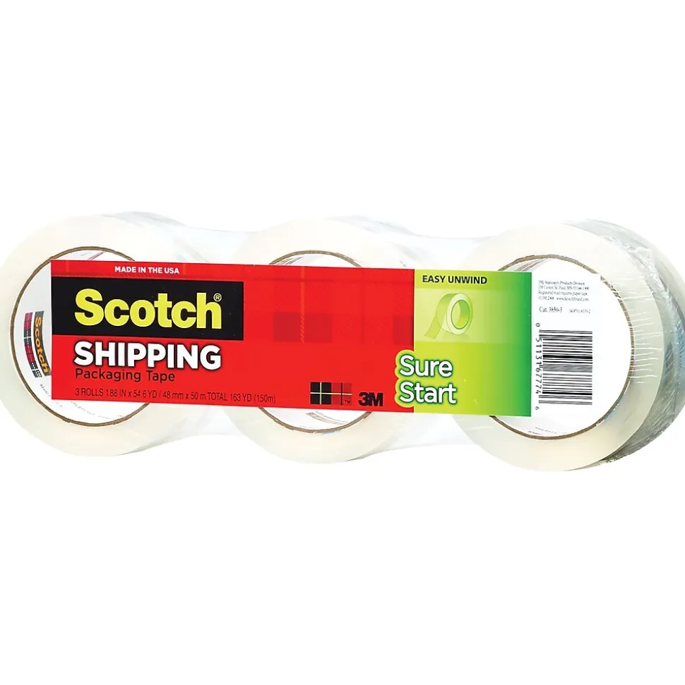 Sure Start Packing Tape, 1.88" x 43.7 yds., Clear, 3/Pack (3450-40-3) | Scotch Sale