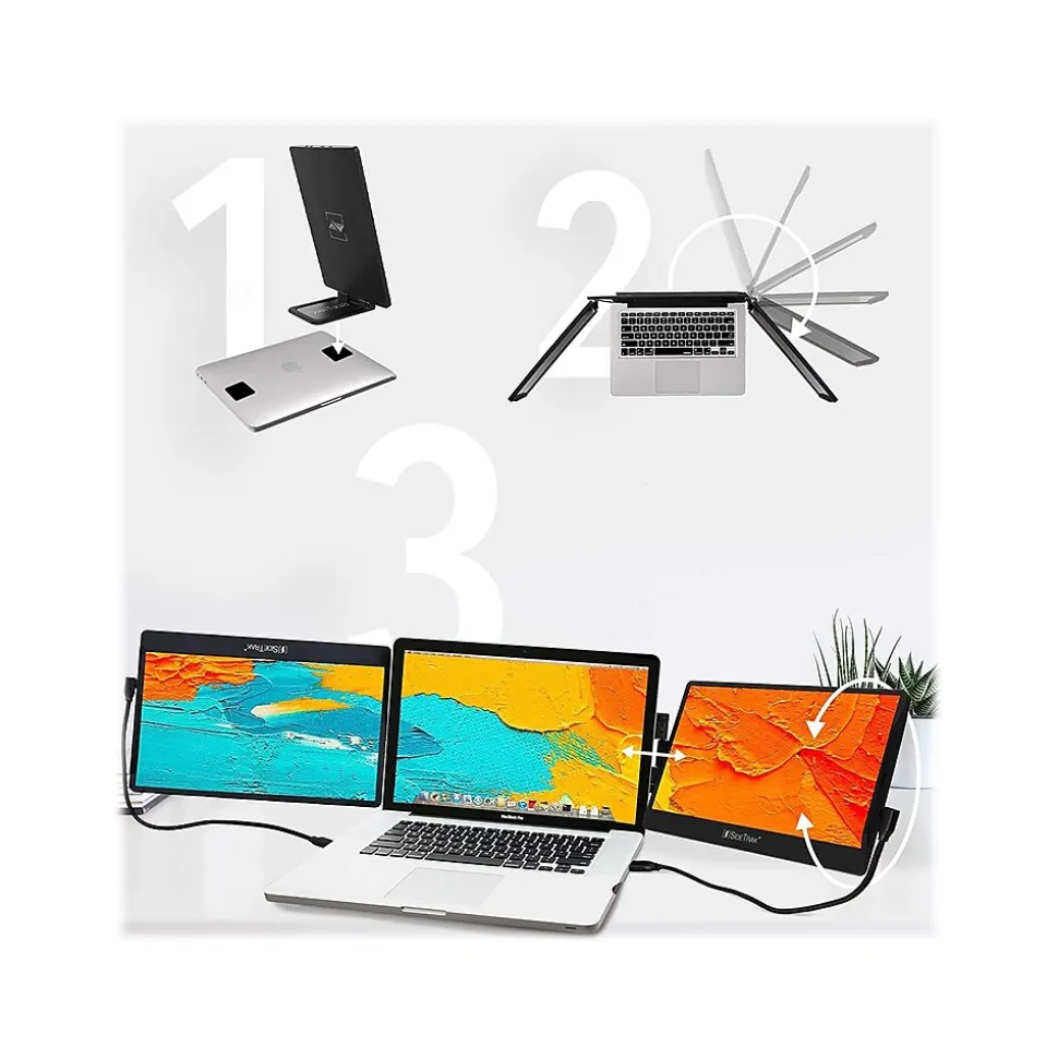 Swivel Triple 12.5" LED Portable Monitor, Black, 2/Set (STTL12BL-TRI) | SideTrak Best Sale