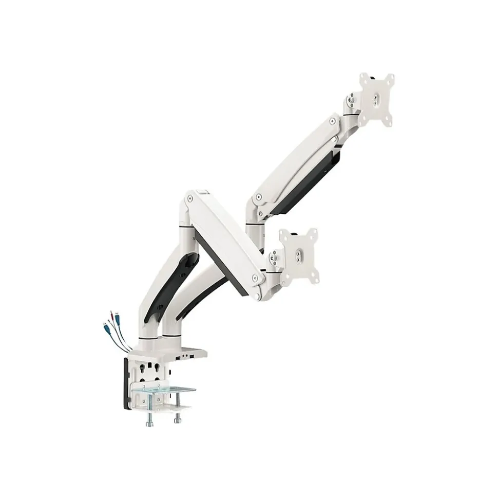 Dual Monitor Aluminum Heavy Duty Desk Mount with USB and Audio Ports Arm, Up to 35", White (CE-MT3211-S1) | SIIG Cheap