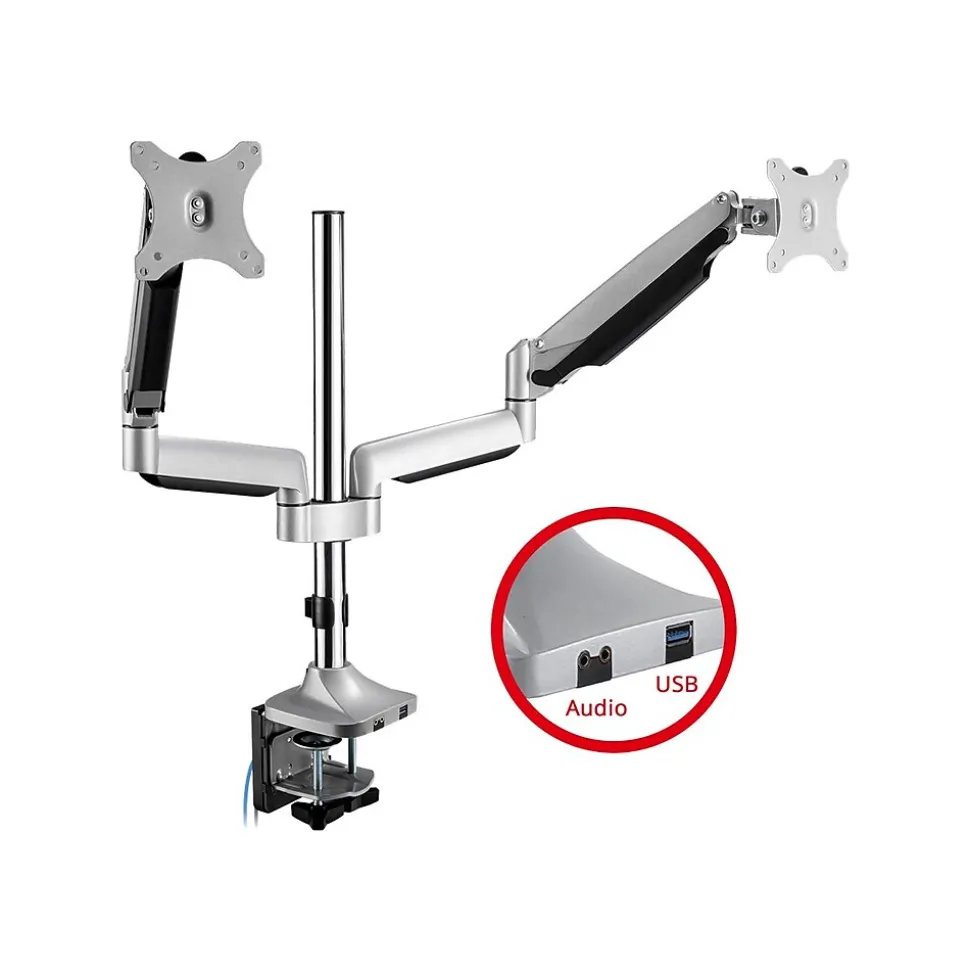 Dual Monitor Gas Spring Desk Mount with USB Port - 13" to 32" Arm, Up, Gray (CE-MT2X11-S1) | SIIG Shop