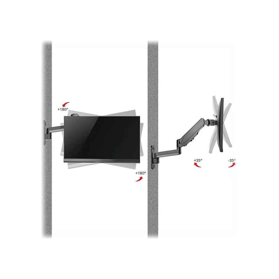 High Premium Aluminum Gas Spring Wall Mount - Single Monitor Arm, Up to 32", Black (CE-MT2L12-S1) | SIIG Hot