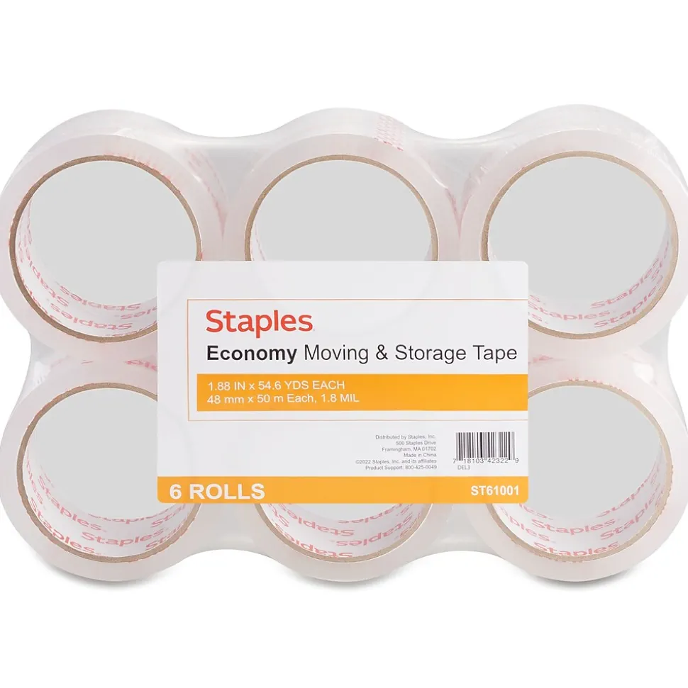 Simply™ Economy Grade Packaging Tape, 1.89" x 54.7 Yds, Clear, 6/Rolls (ST-A18SIMP) | Staples Online