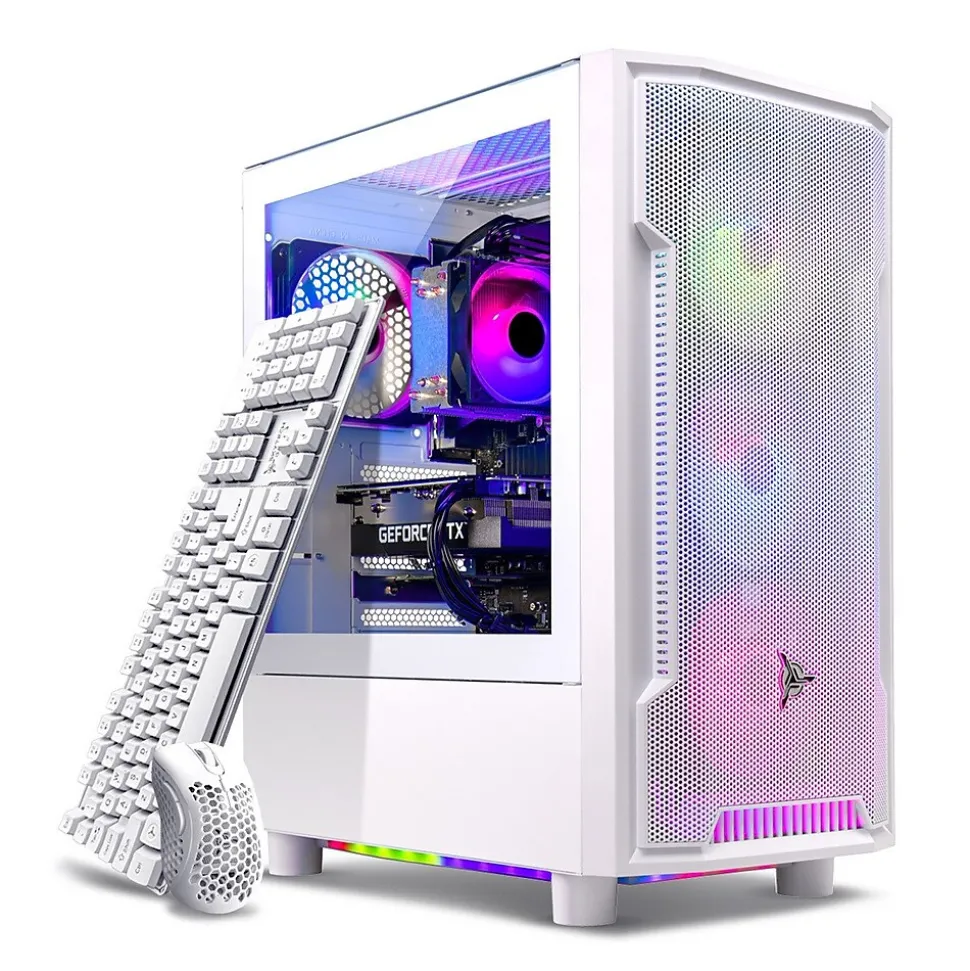 Skytech Archangel 4.5 Gaming Desktop, AMD Ryzen 5 5600X 3.7GHz, NVIDIA Geforce RTX 3050, 1TB SSD, 16GB RAM, Windows 11, White | Skytech Gaming Hot