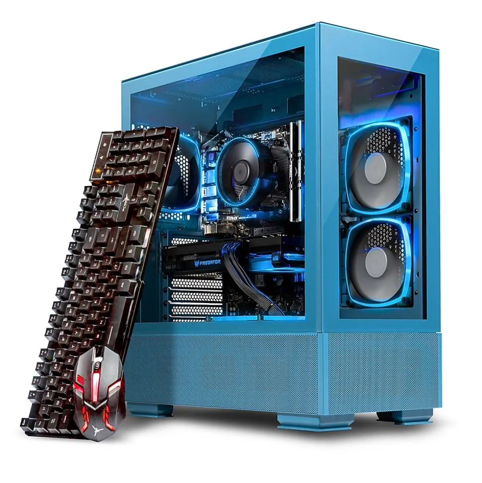 Skytech Azure 2 Gaming Desktop, Intel i5-12400F, 16GB RAM, 500GB SSD, Intel Arc A750 Graphics, Blue | Skytech Gaming Sale