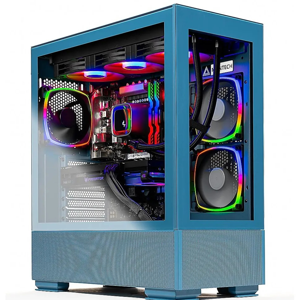 Skytech Azure 2 Gaming Desktop, Intel i5-12400F, 16GB RAM, 500GB SSD, Intel Arc A750 Graphics, Blue | Skytech Gaming Sale