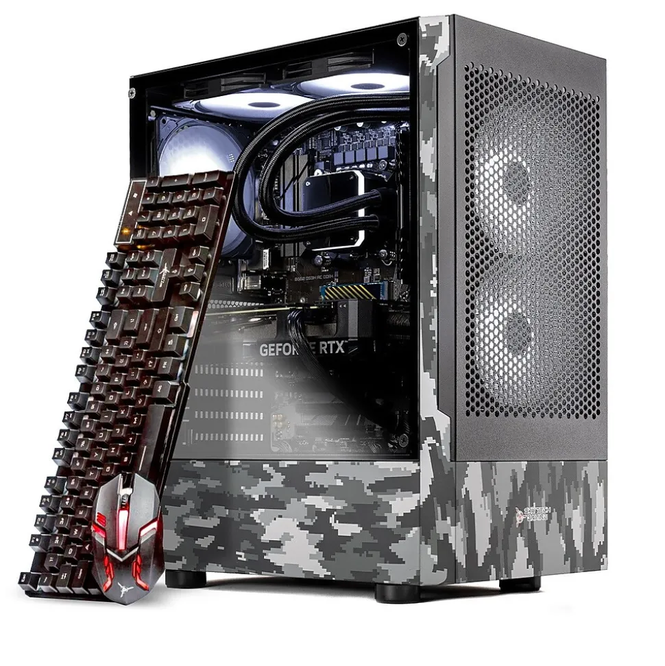 Skytech Ghost Gaming Desktop, Intel Core i5-13400F, 16GB RAM, 1TB SSD, Intel Arc A580 Graphics, Windows 11, White Camo | Skytech Gaming Store