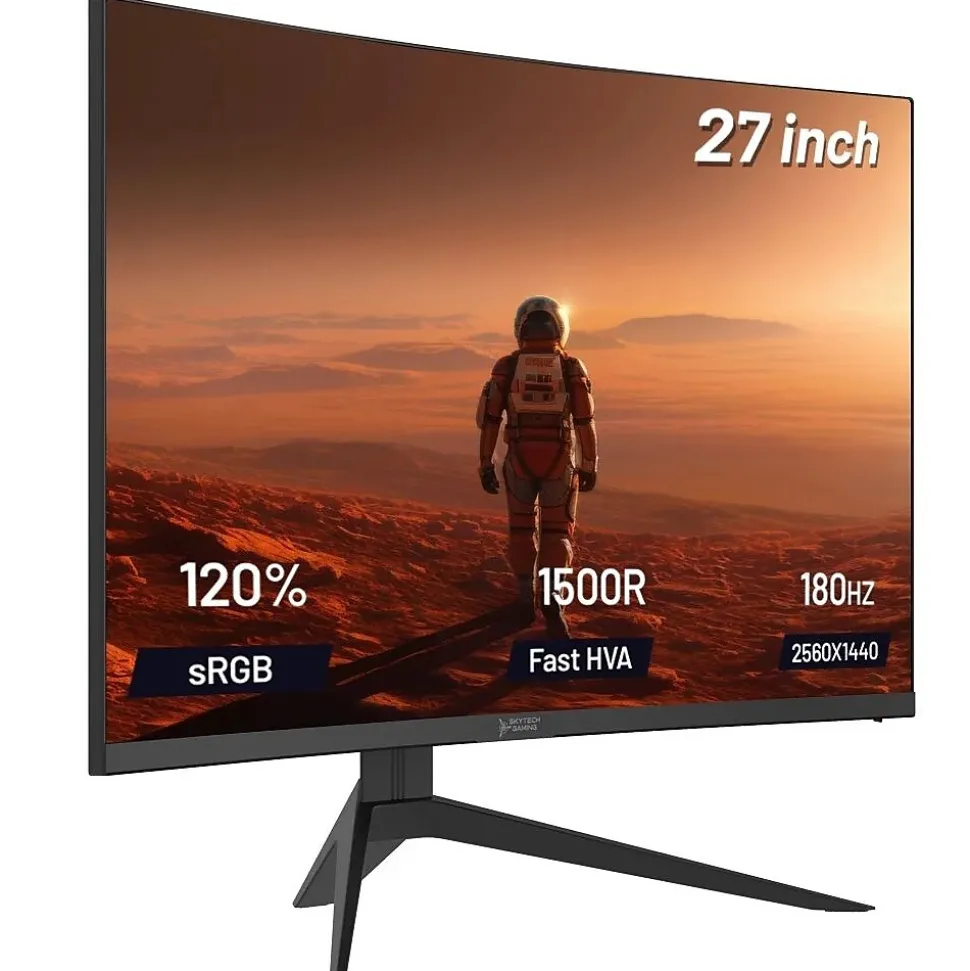 Skytech Moon Shadow 27" Curved 2K 180 Hz Gaming Monitor, Black (MT-MOONSHADOW-0001-B-SK) | Skytech Gaming New