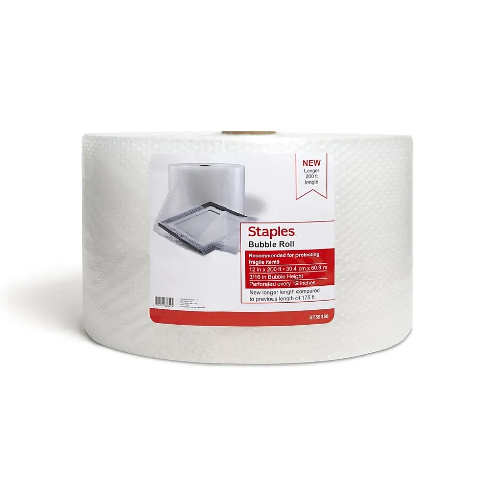 3/16" Bubble Roll, 12" x 200', Clear (ST59156) | Staples Flash Sale