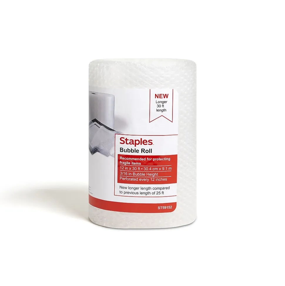 3/16" Bubble Roll, 12" x 30', Clear (ST59152) | Staples Hot