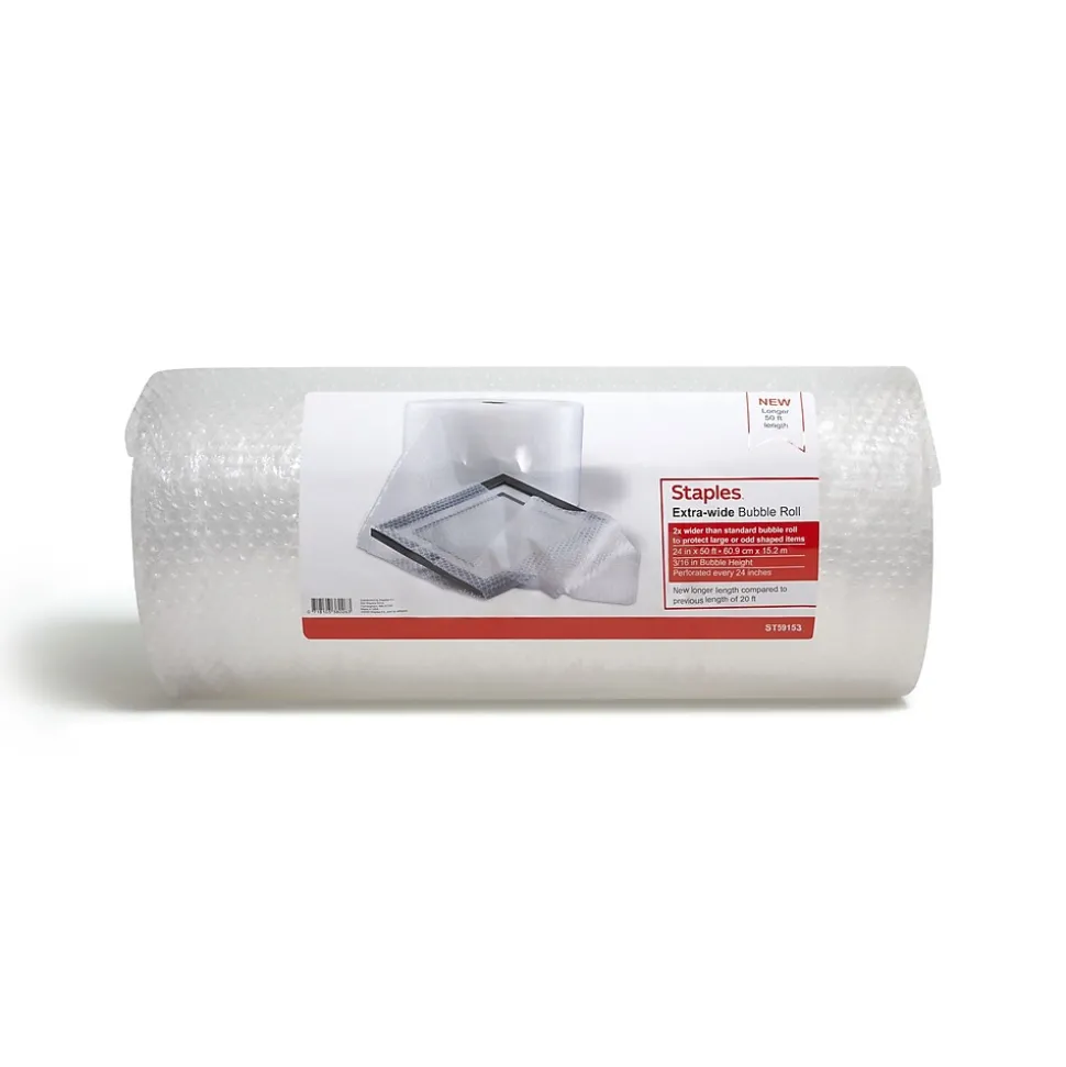 3/16" Bubble Roll, 24"x50', Clear (ST59153) | Staples Hot