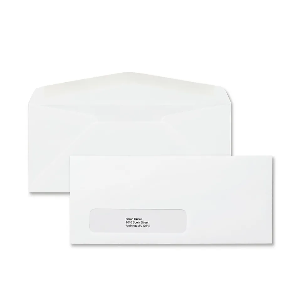 #10 Window Envelopes, 4 1/8" x 9 1/2", White Wove, 500/Box (ST50151-CC) | Staples Flash Sale