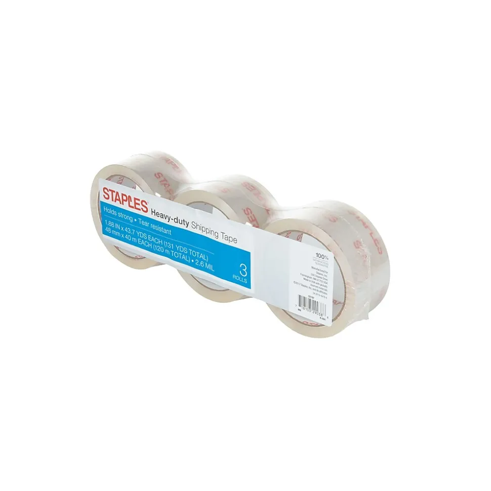 ® 1.88" x 43.7 yards, Heavy Duty Shipping Tape, Clear, 3 Rolls (ST-HM-40-3) | Staples Hot