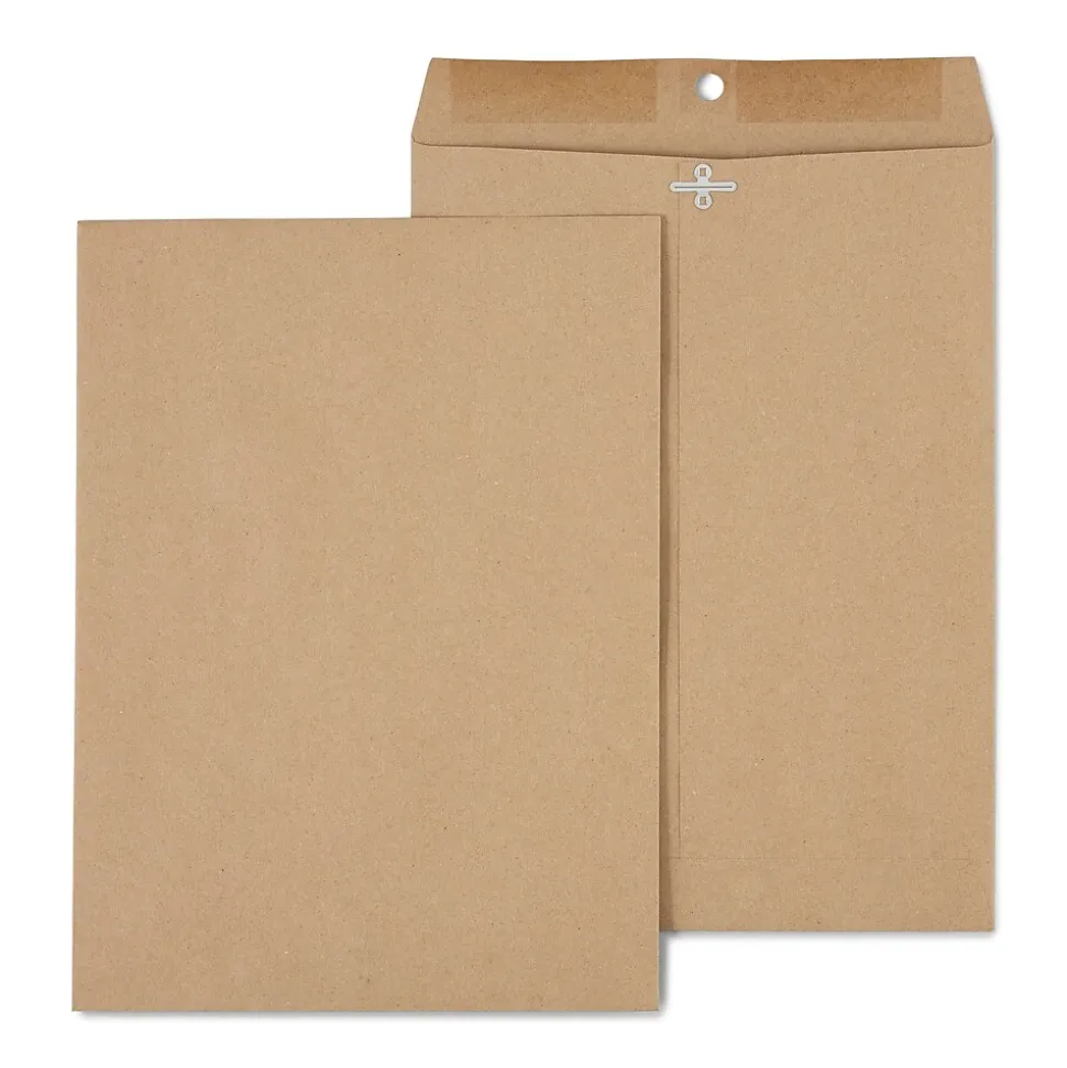 Clasp & Moistenable Glue #10 Catalog Envelope, 9" x 12", Natural Brown, 100/Box (ST19964-CC) | Staples Clearance