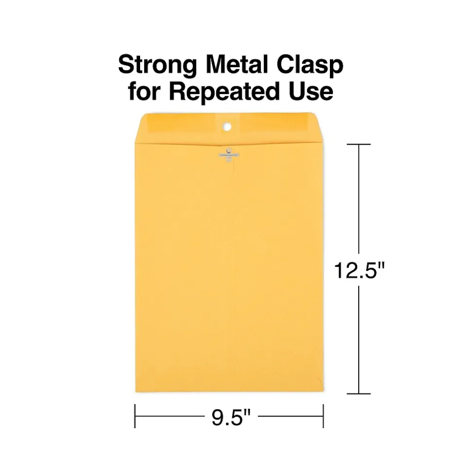 Clasp & Moistenable Glue #12.5 Kraft Catalog Envelopes, 9.5" x 12.5", Brown, 100/Box (535013/17076) | Staples Store