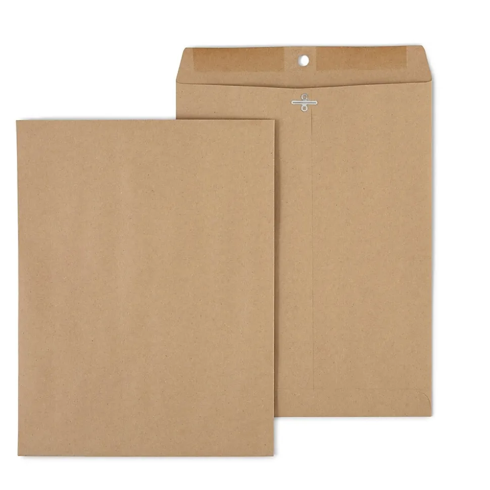 Clasp & Moistenable Glue Catalog Envelopes, 10" x 13", Natural Brown, 100/Box (19965) | Staples Best