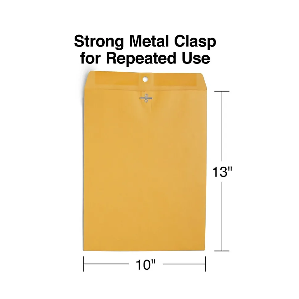 Clasp & Moistenable Glue Kraft Catalog Envelopes, 10"L x 13"H, Brown, 250/Box (487494/17243) | Staples Outlet
