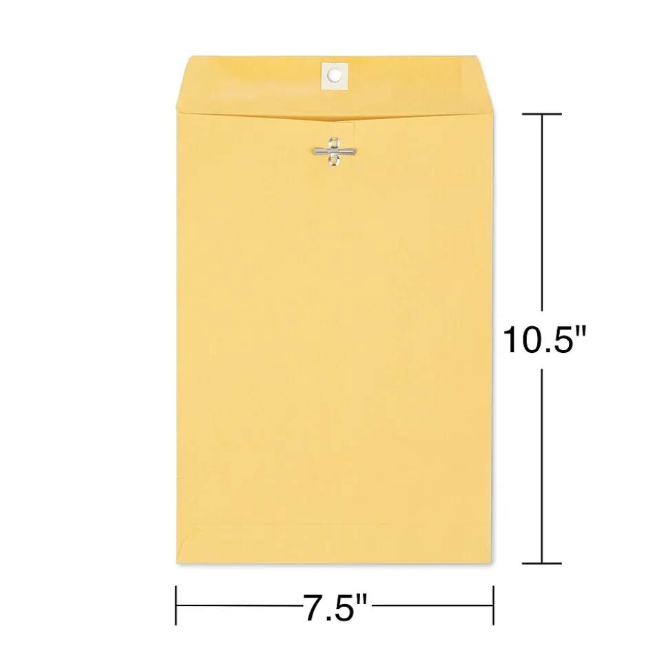 Clasp & Moistenable Glue Kraft Catalog Envelopes, 7.5"L x 10.5"H, Brown, 100/Box (233577/19268) | Staples Shop