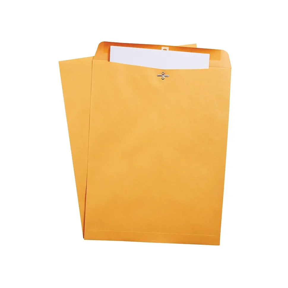 Clasp & Moistenable Glue Kraft Catalog Envelopes, 10"L x 15"H, Brown, 100/Box (535021/19814) | Staples Best