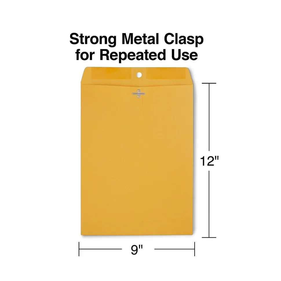 Clasp Close Kraft Catalog Envelopes, 9"L x 12"H, Brown, 250/Box (487493/17242) | Staples Clearance