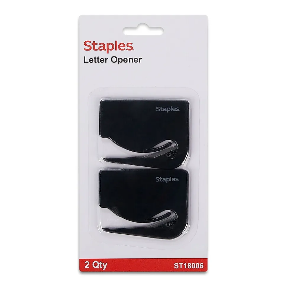 Concealed Blade Letter Opener, Black, 2/Pack (18006-CC) | Staples Outlet