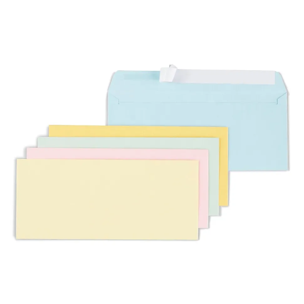 EasyClose Self Seal #10 Business Envelopes, 4 1/8" x 9 1/2", Assorted Pastels, 50/Pack (23425) | Staples Sale