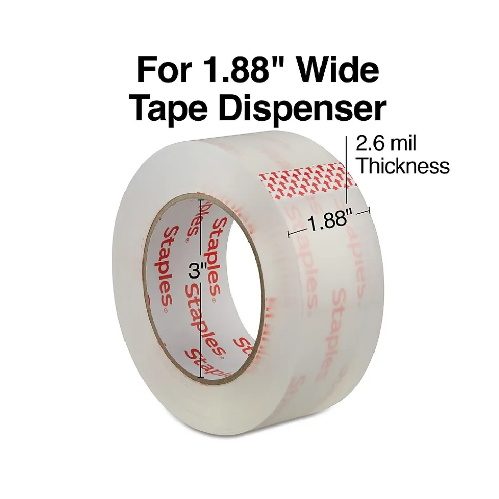 ® Extra-Long Moving and Storage Packing Tape, 1.88"W x 109 yds., Clear, 6 Rolls (52208/ST-A26-L6) | Staples Store