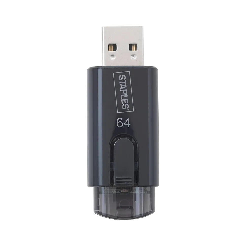 64GB USB 2.0 Type A Flash Drive, Black (27990) | Staples Clearance